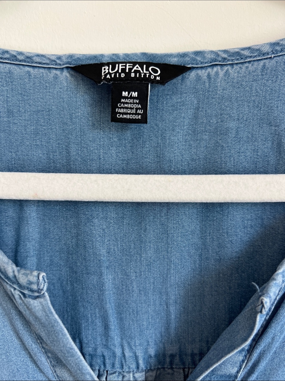 Buffalo David Bitton Chambray Tiered Dress Pockets Sz M Cottagecore Boho Prairie - Picture 5 of 13